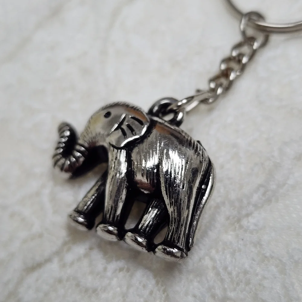 Silver Toned Elephant Keychain